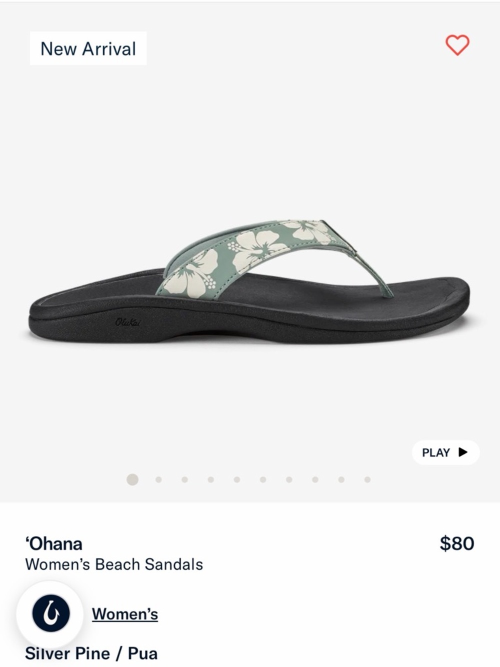OluKai ‘Ohana Silver Pine Floral Thong Sandals